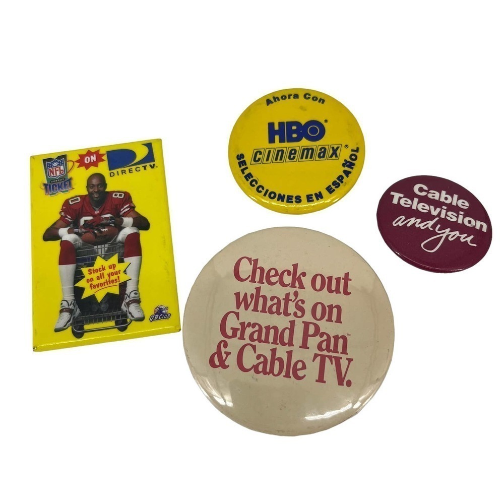 Vintage 90’s Pins Set of 4 HBO Cable TV Television Grand Pan DirecTV Collectible